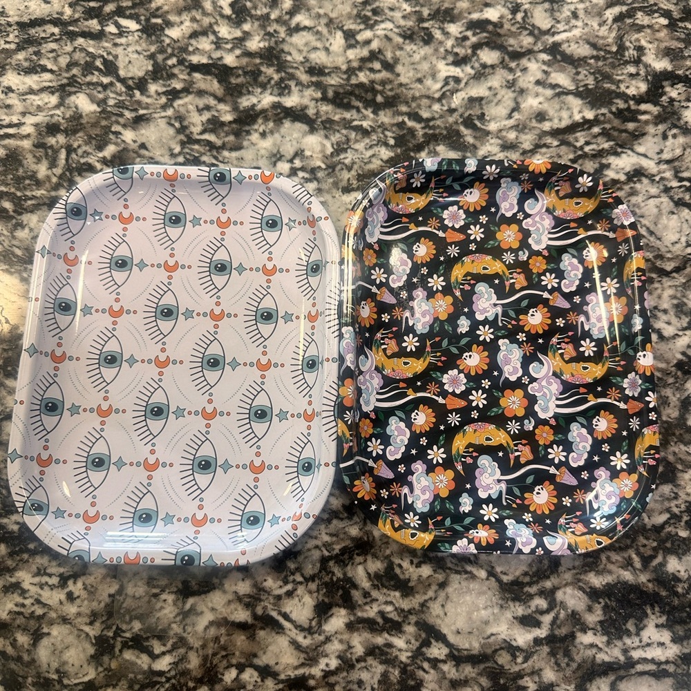 Colorful Patterned Trays tin trinket trays